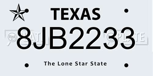 8JB2233 Texas License Plate
