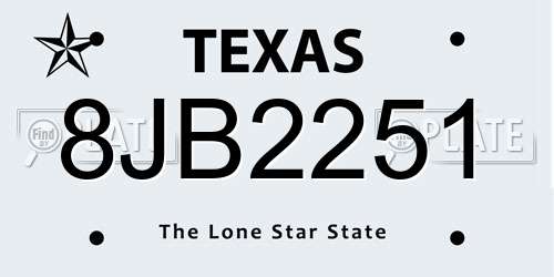 8JB2251 Texas License Plate