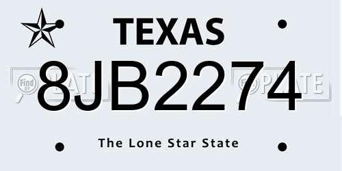 8JB2274 Texas License Plate