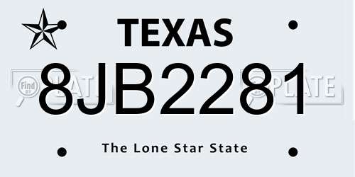 8JB2281 Texas License Plate