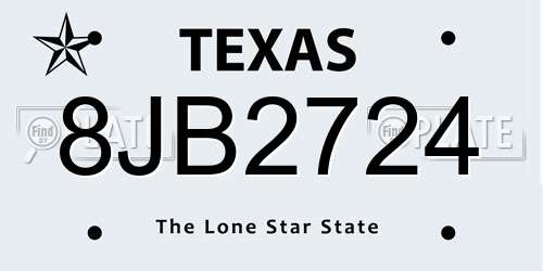 8JB2724 Texas License Plate