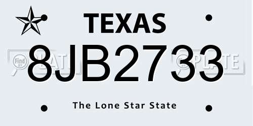 8JB2733 Texas License Plate