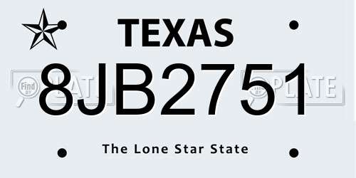 8JB2751 Texas License Plate
