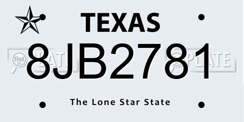 8JB2781 Texas License Plate