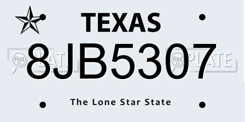 8JB5307 Texas License Plate