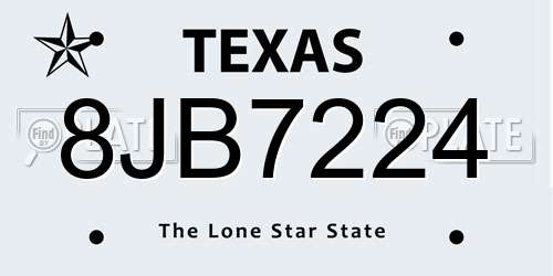8JB7224 Texas License Plate