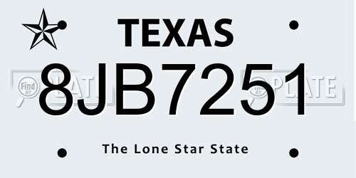 8JB7251 Texas License Plate
