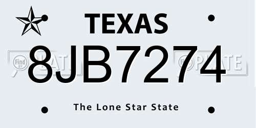 8JB7274 Texas License Plate