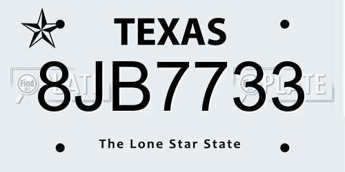 8JB7733 Texas License Plate