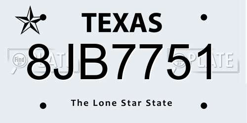 8JB7751 Texas License Plate