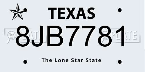 8JB7781 Texas License Plate