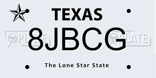8JBCG Texas License Plate