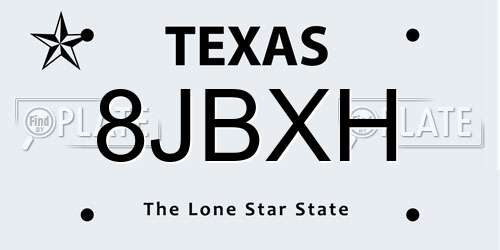 8JBXH Texas License Plate