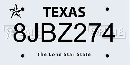 8JBZ274 Texas License Plate