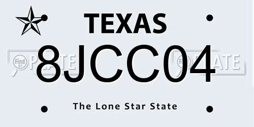 8JCC04 Texas License Plate