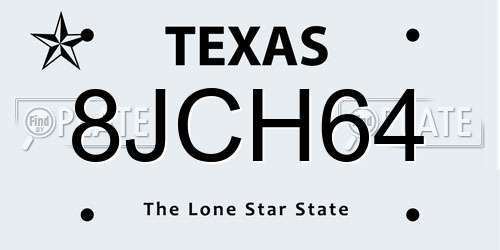 8JCH64 Texas License Plate