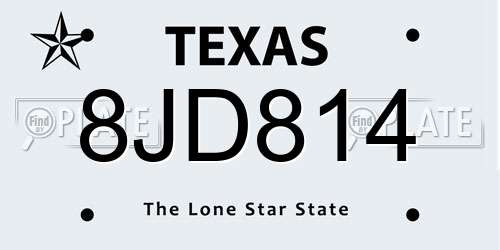 8JD814 Texas License Plate