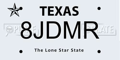 8JDMR Texas License Plate