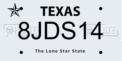 8JDS14 Texas License Plate