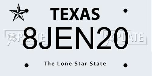 8JEN20 Texas License Plate