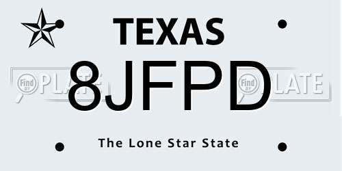 8JFPD Texas License Plate