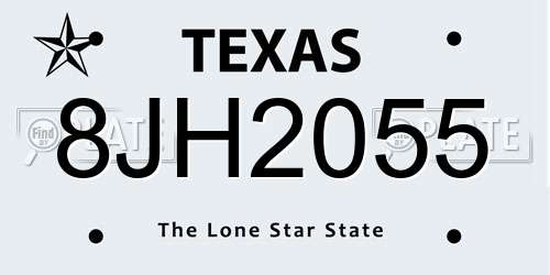 8JH2055 Texas License Plate