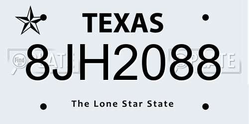 8JH2088 Texas License Plate