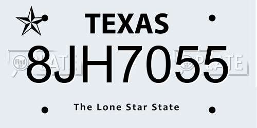 8JH7055 Texas License Plate