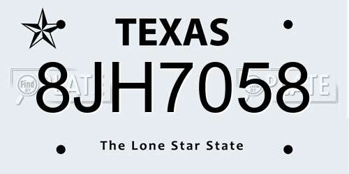 8JH7058 Texas License Plate
