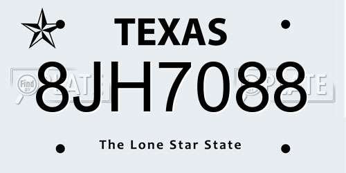 8JH7088 Texas License Plate