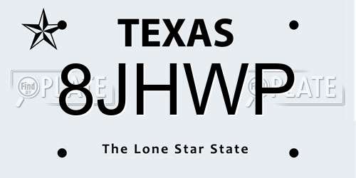 8JHWP Texas License Plate