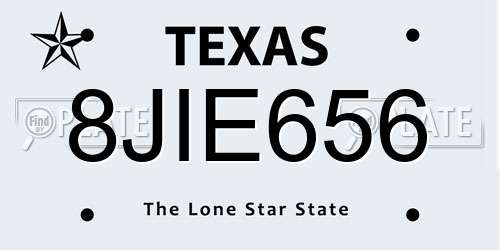 8JIE656 Texas License Plate