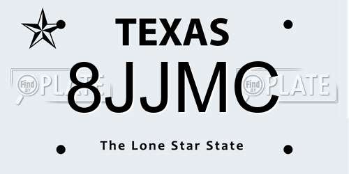 8JJMC Texas License Plate