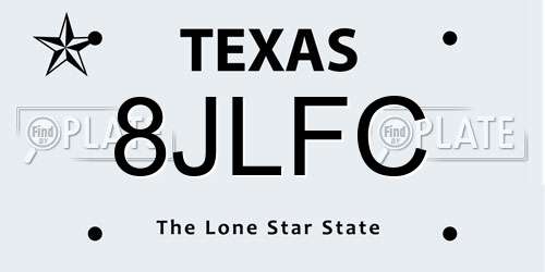 8JLFC Texas License Plate