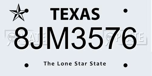8JM3576 Texas License Plate