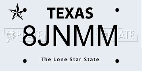 8JNMM Texas License Plate