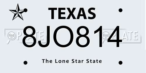 8JO814 Texas License Plate