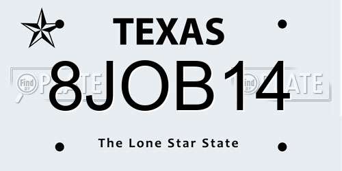 8JOB14 Texas License Plate