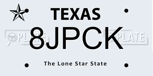 8JPCK Texas License Plate