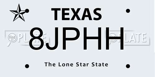8JPHH Texas License Plate