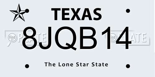 8JQB14 Texas License Plate