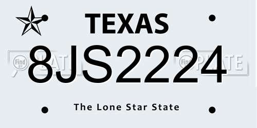8JS2224 Texas License Plate