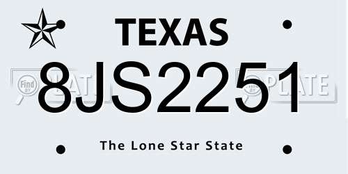 8JS2251 Texas License Plate