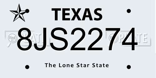 8JS2274 Texas License Plate