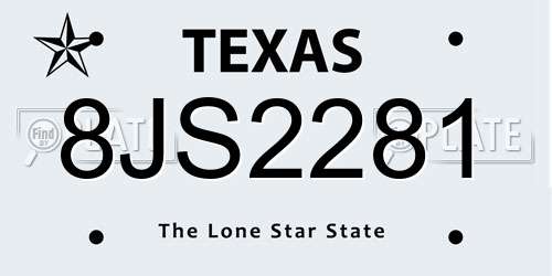 8JS2281 Texas License Plate