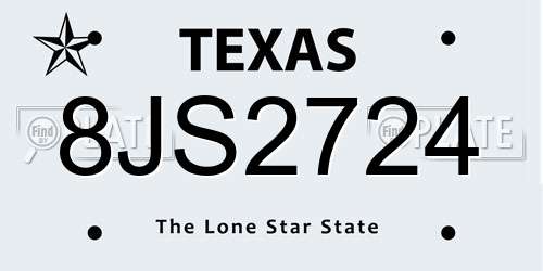 8JS2724 Texas License Plate