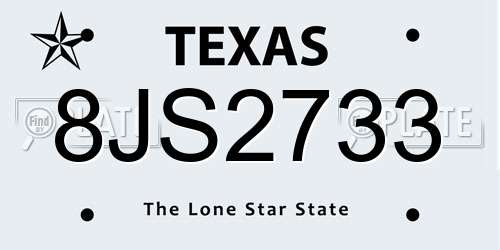 8JS2733 Texas License Plate