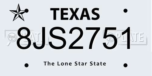 8JS2751 Texas License Plate