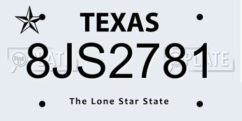 8JS2781 Texas License Plate