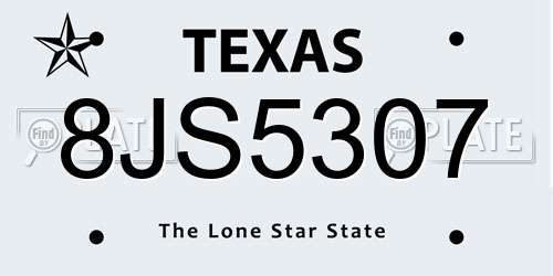 8JS5307 Texas License Plate